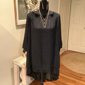 #153 Gorgeous Chicos Black Lace Bottom Tunic W/ Necklace and Earrings Set SzMed